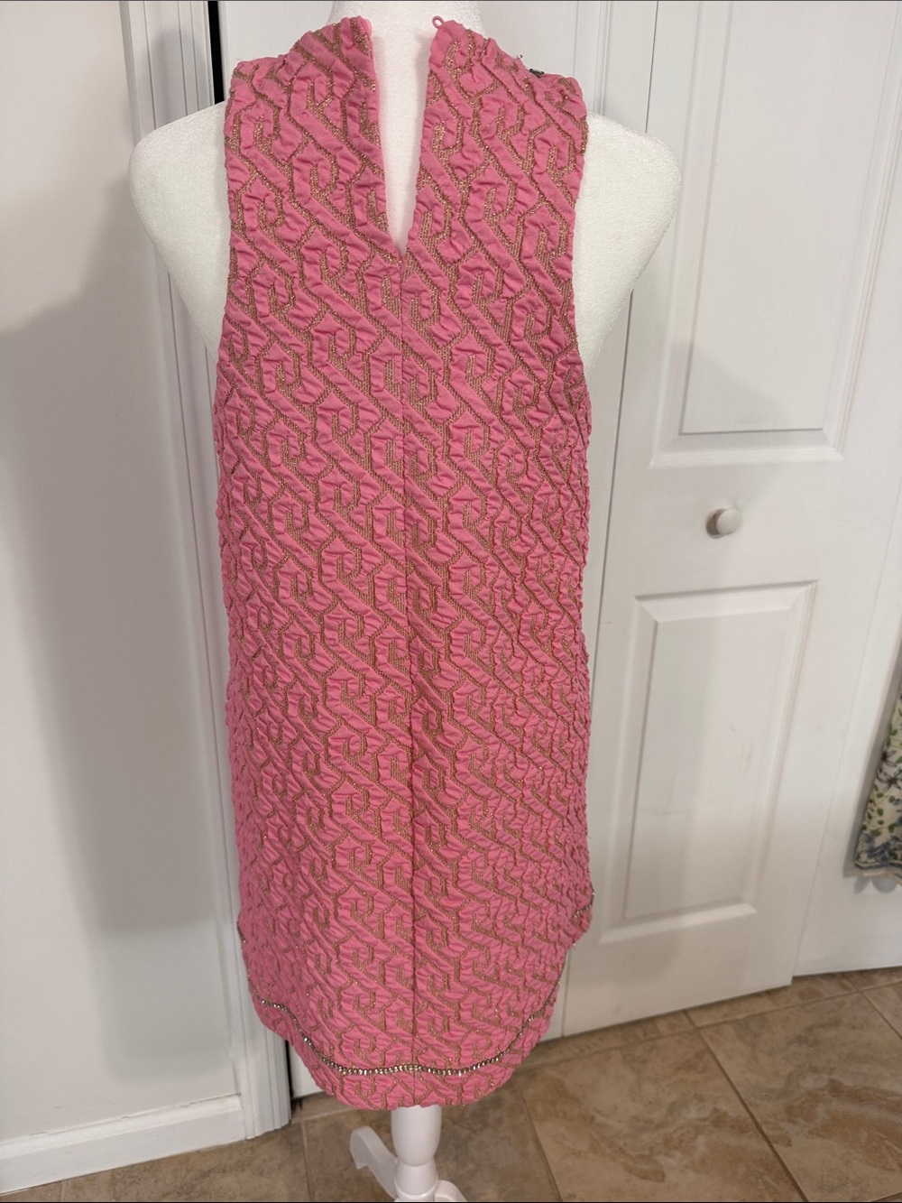 Zara Pink Textured Jewel-Trim Sleeveless Mini Dress - Picture 8 of 8